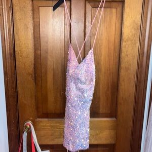 Pink iridescent Lucy in The Sky semi formal dress. Size 2.